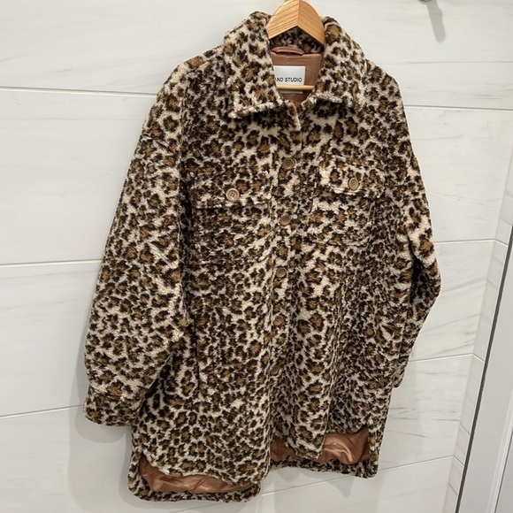Stand Studio | Oversized Beige Leopard Sabi Coat - Size FR 38 - Picture 3 of 9